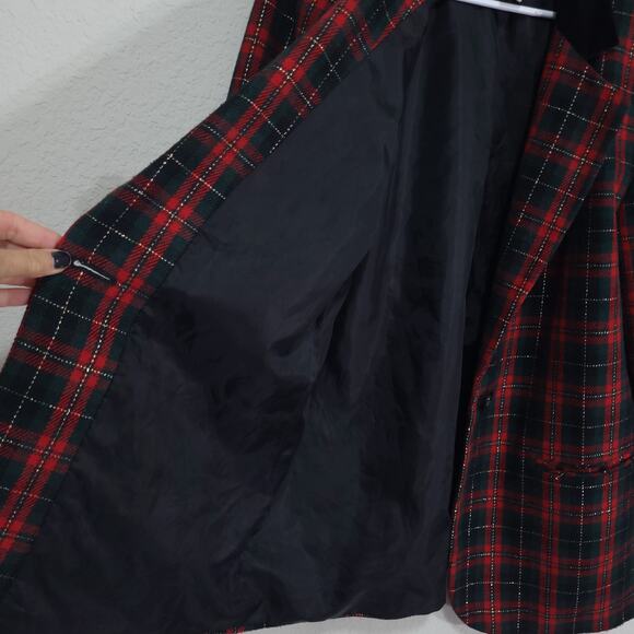 Radcliffe Blazer Womens 14 Vintage 90s Tartan Plaid Metallic Festive Par… - Picture 8 of 12